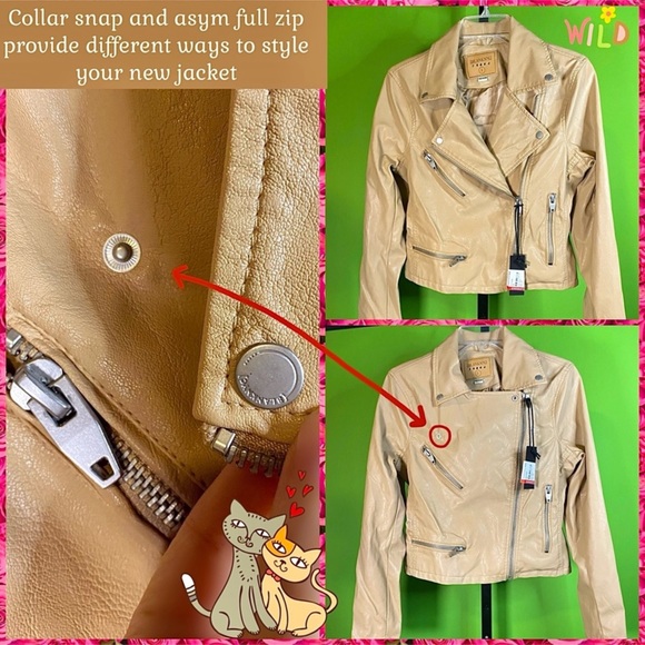 MSRP $98.99 S PLEATHER FAUX LEATHER JACKET IN NUDE COLOR BLANK NYC - Picture 5 of 14